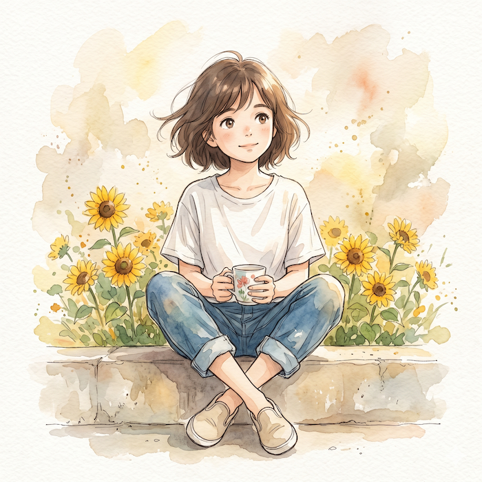 Watercolor Anime-Style Illustration